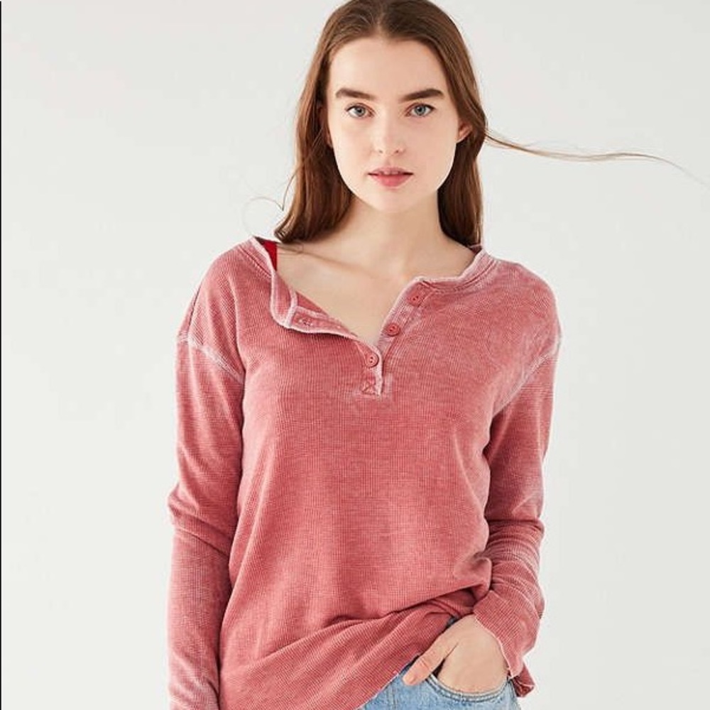 UO Waffle Knit Henley Top